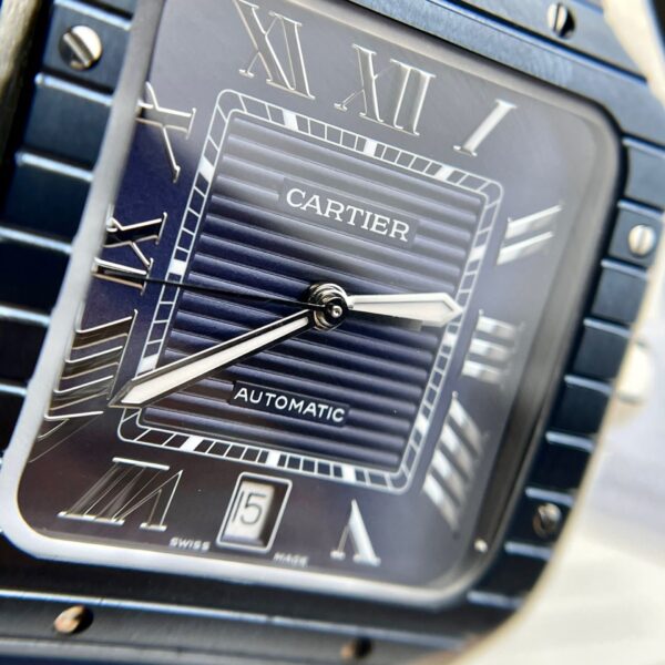 Montre Cartier Santos WSSA0030, cadran bleu, bracelet en caoutchouc, 39,8 mm