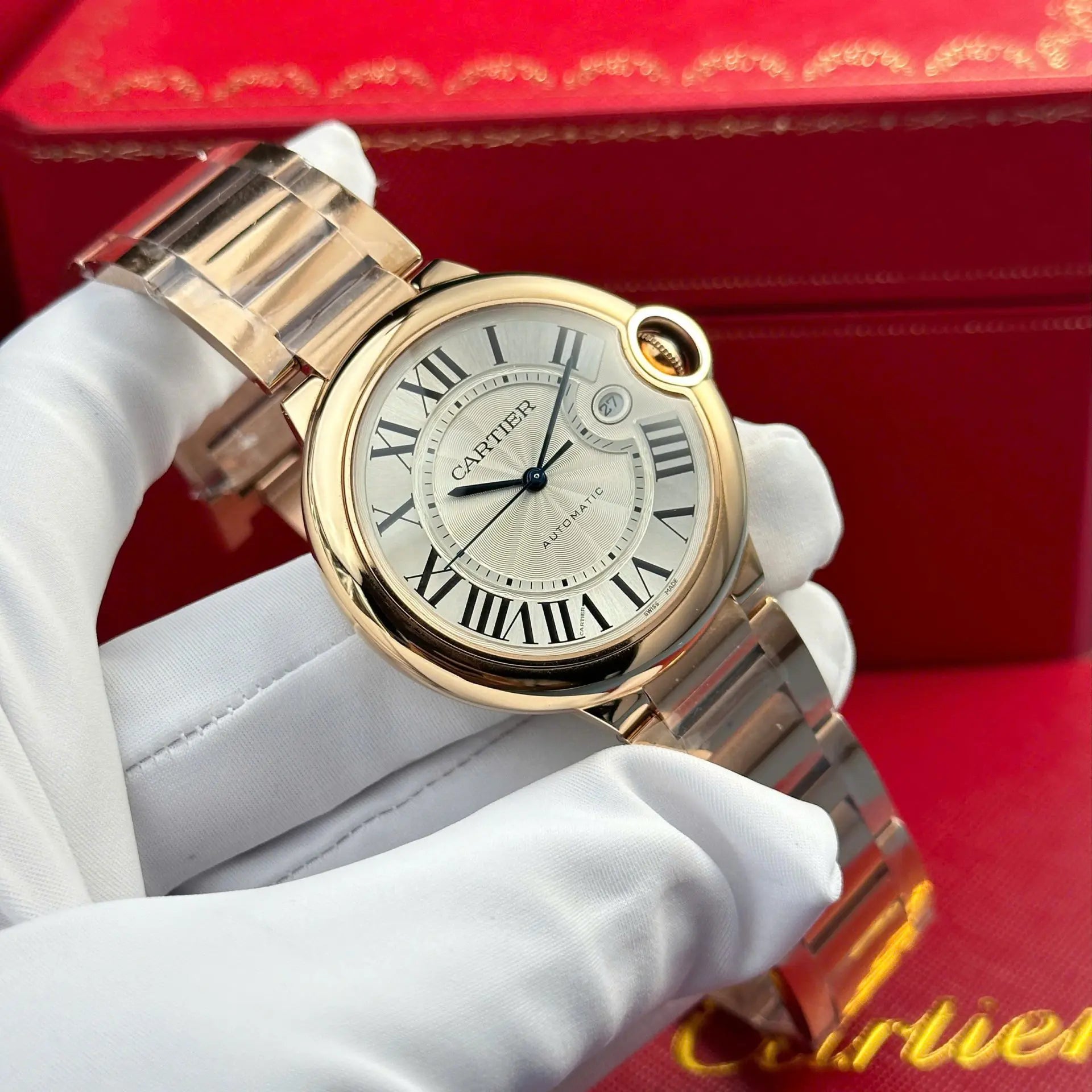 Cartier Ballon Bleu Or Rose Cadran Blanc 42 mm