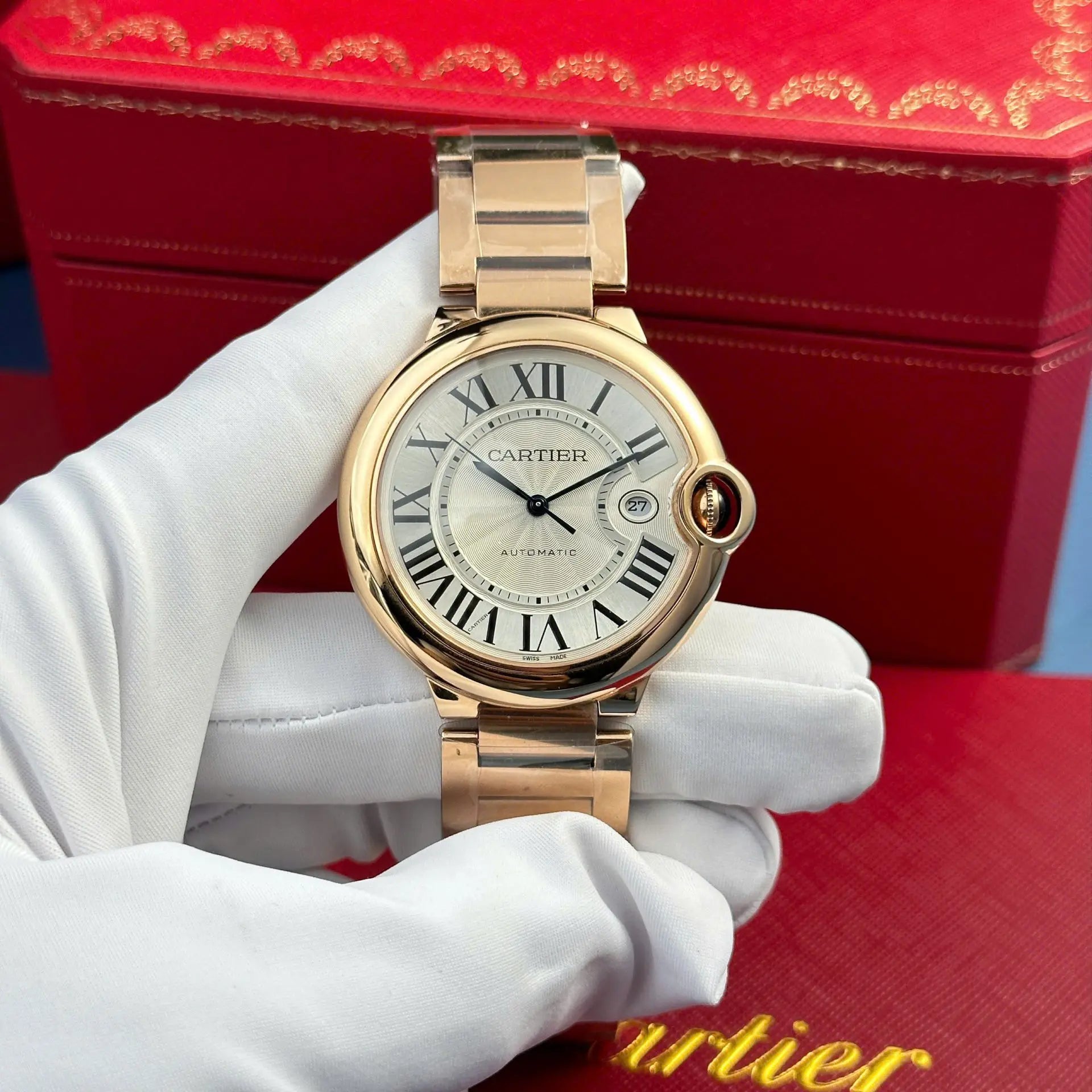 Cartier Ballon Bleu Or Rose Cadran Blanc 42 mm