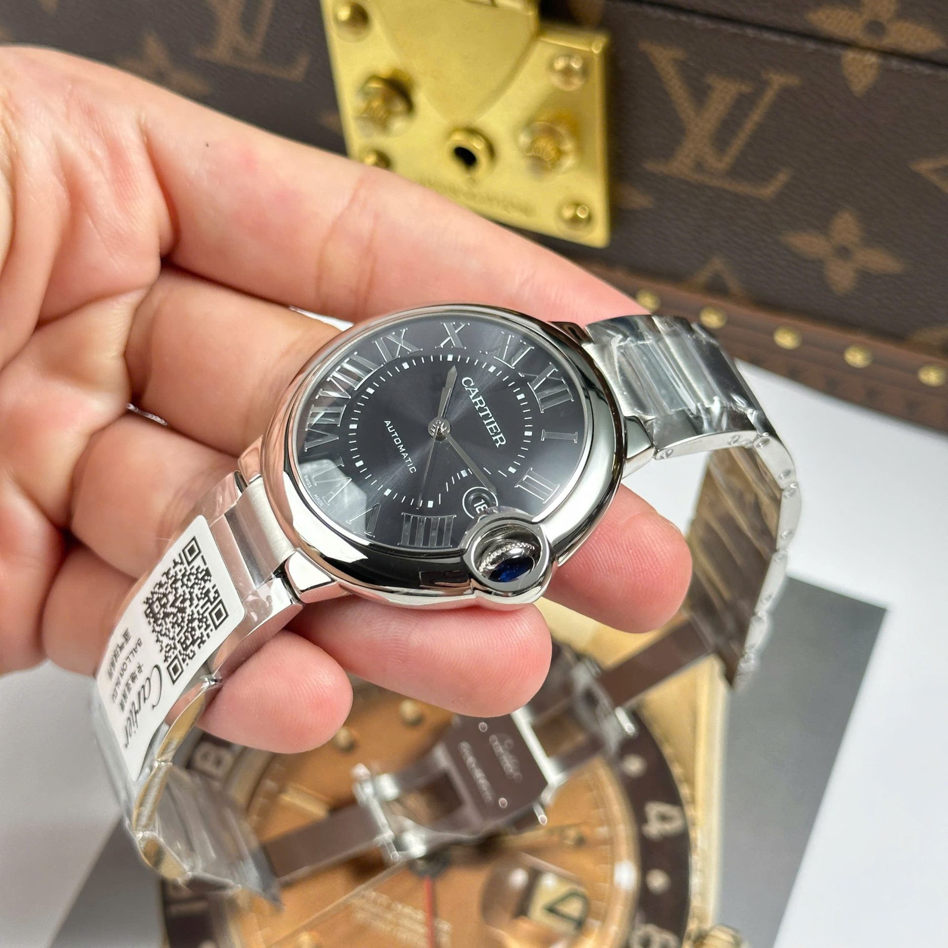 Montre Cartier Ballon Bleu Cadran Gris Fil Métal 40 mm