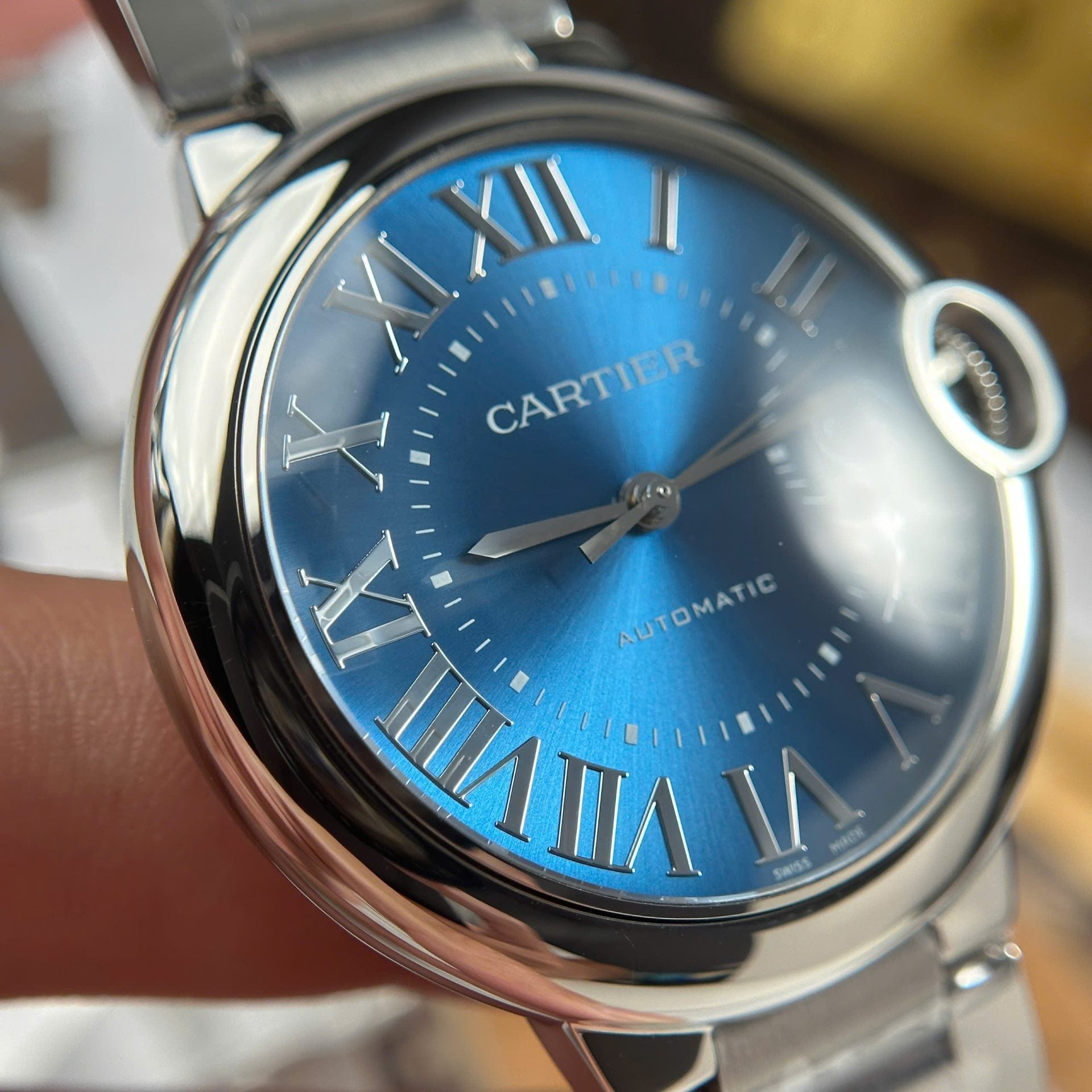 Montre Cartier Ballon Bleu Cadran Bleu Fil Métal 40 mm