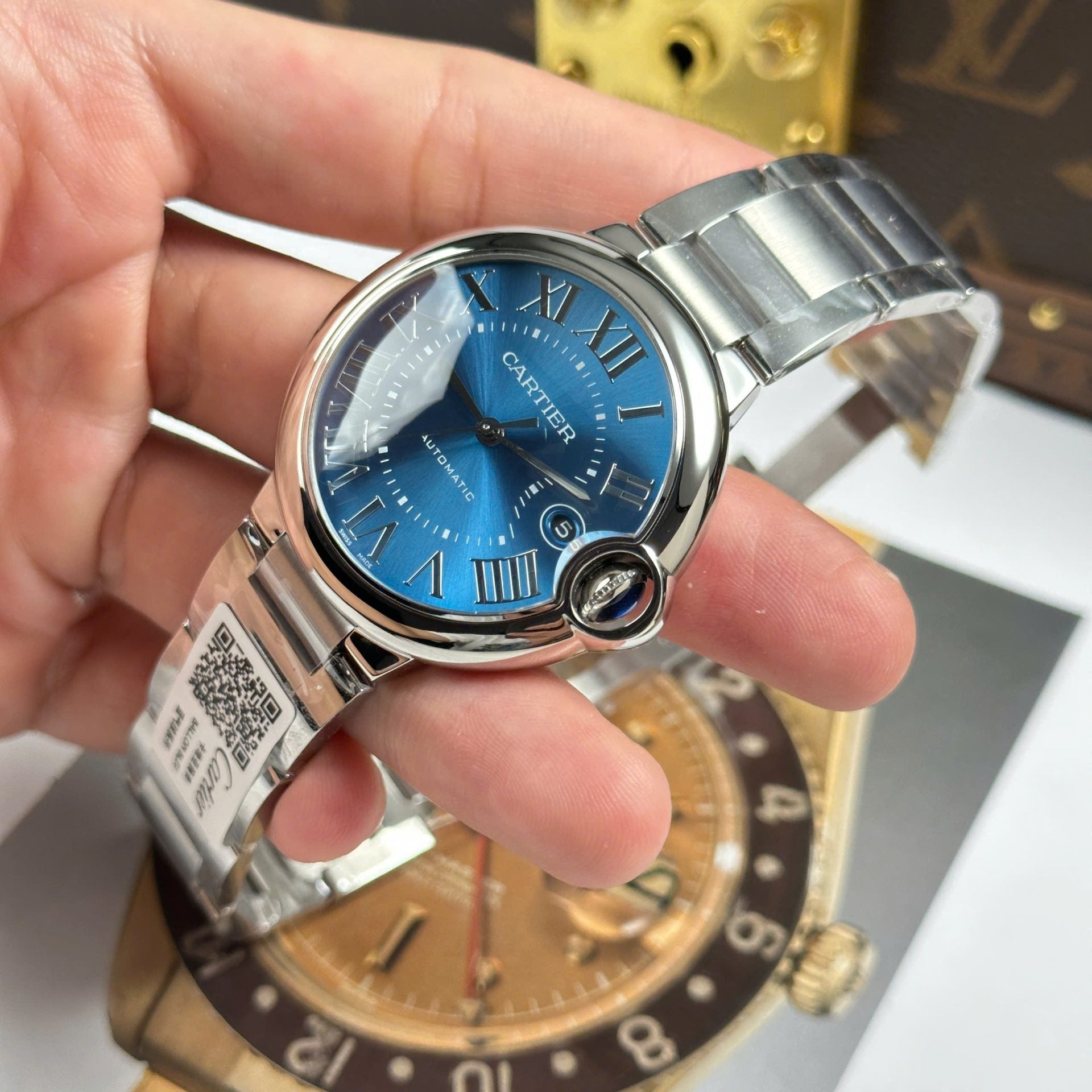 Montre Cartier Ballon Bleu Cadran Bleu Fil Métal 40 mm