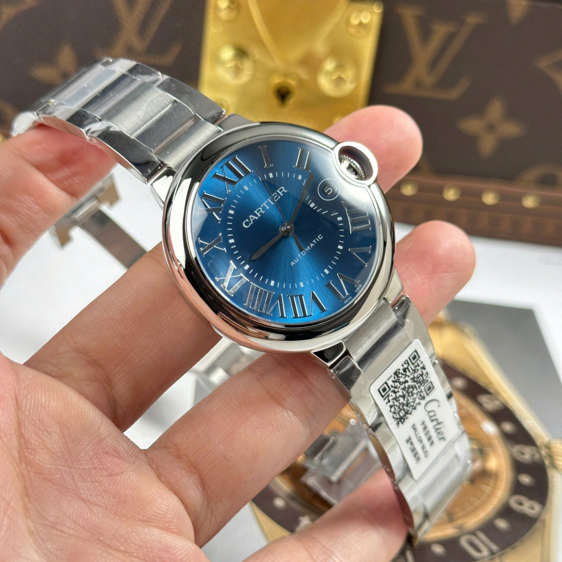 Montre Cartier Ballon Bleu Cadran Bleu Fil Métal 40 mm