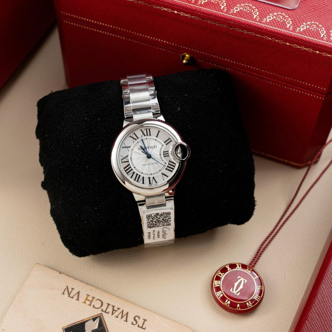 Cartier Ballon Bleu W6920046 watch, white dial, metal wire, 36 mm