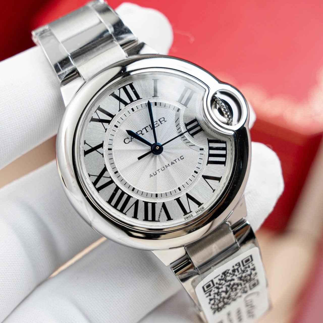 Montre Cartier Ballon Bleu W6920046, cadran blanc, fil métallique, 36 mm