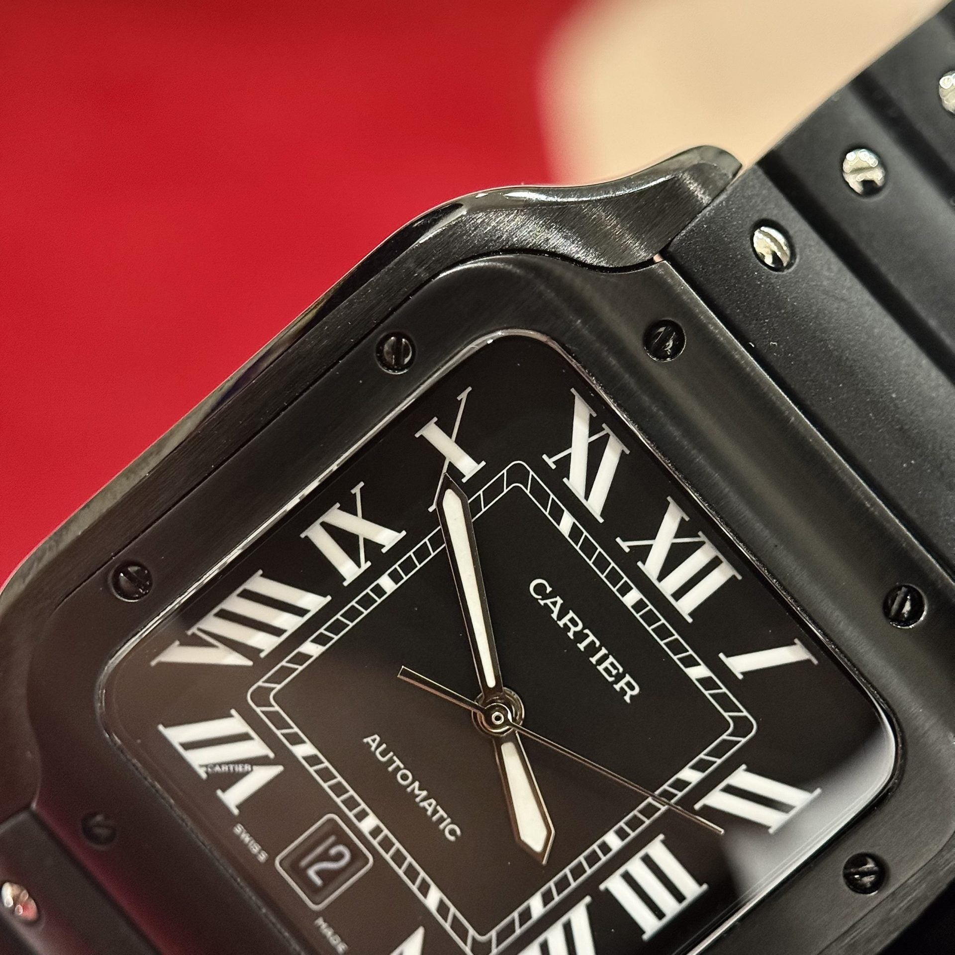 Cartier Santos WSSA0039 Schwarzes Kautschukarmband 39,8 mm