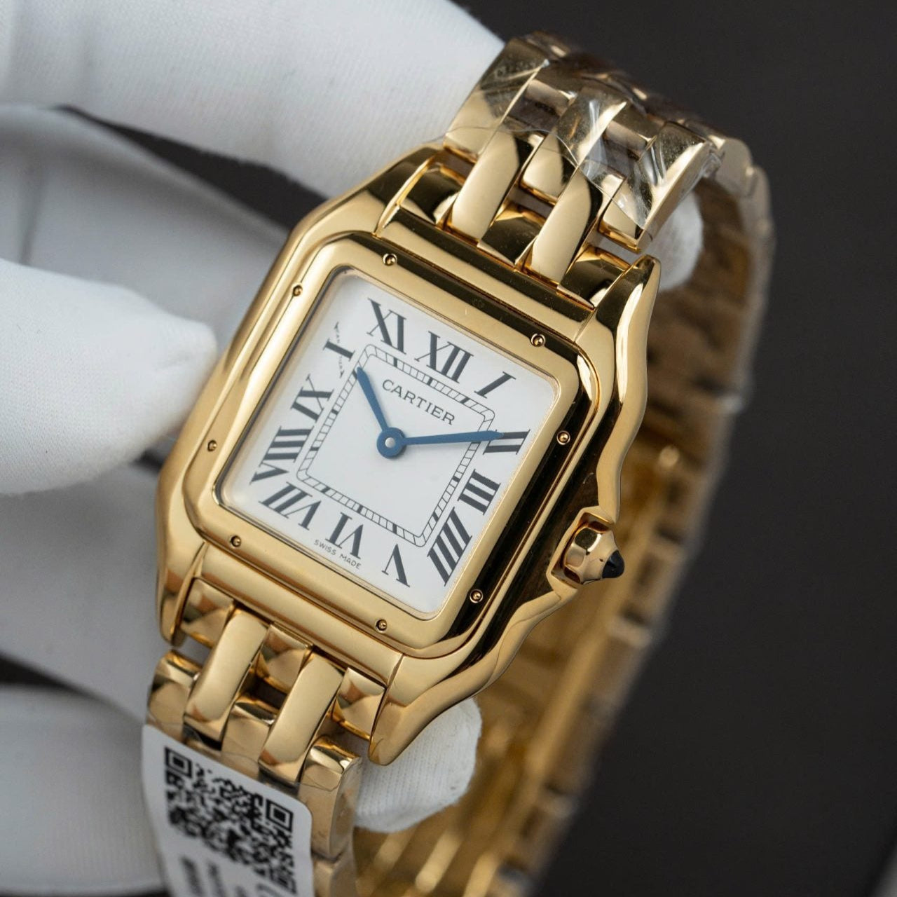 Montre Cartier Panthère WGPN0009, cadran blanc, fil métallique, 27 x 37 mm
