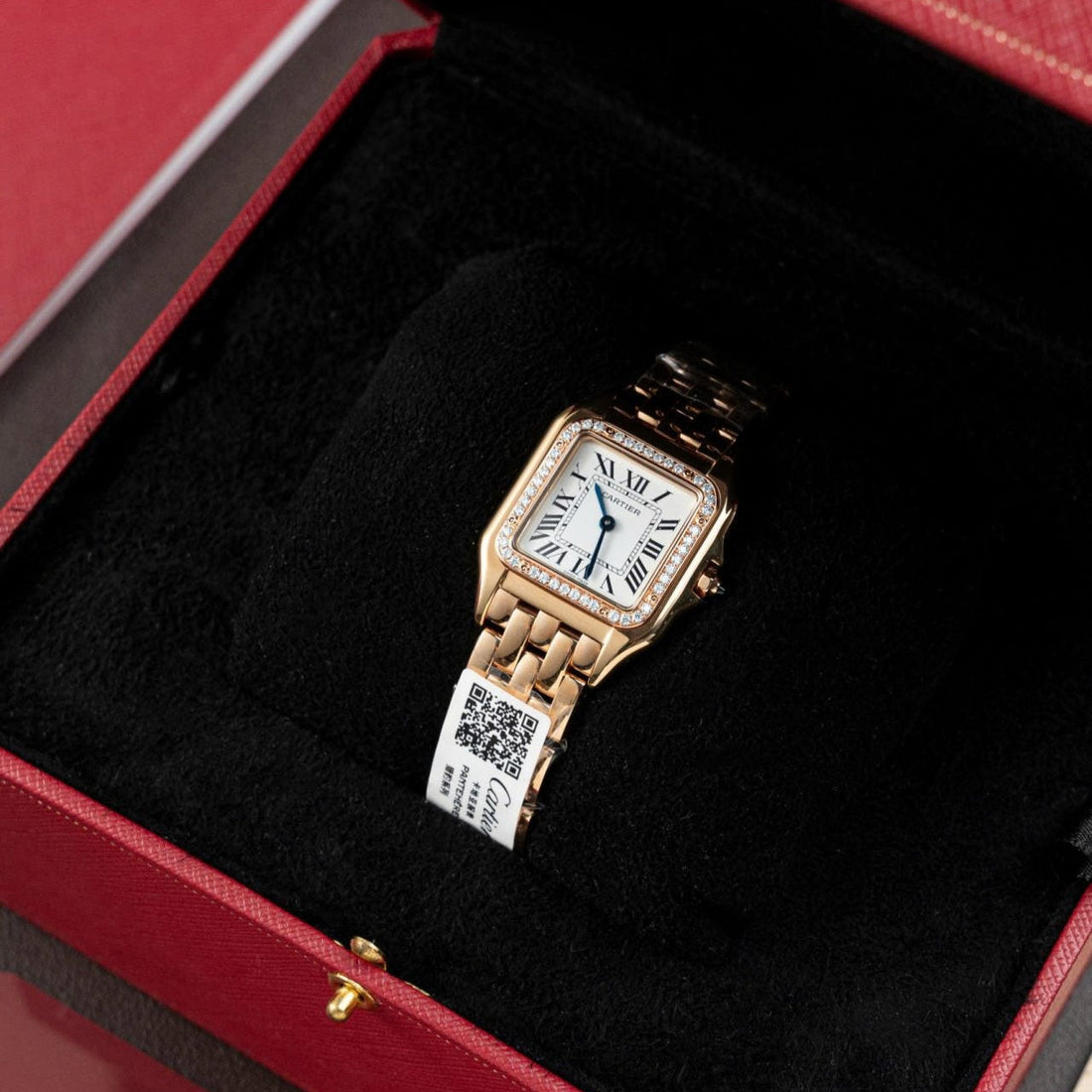 Cartier Panthère WJPN0009 watch in pink gold, diamonds and moissanite, 27 x 37 mm