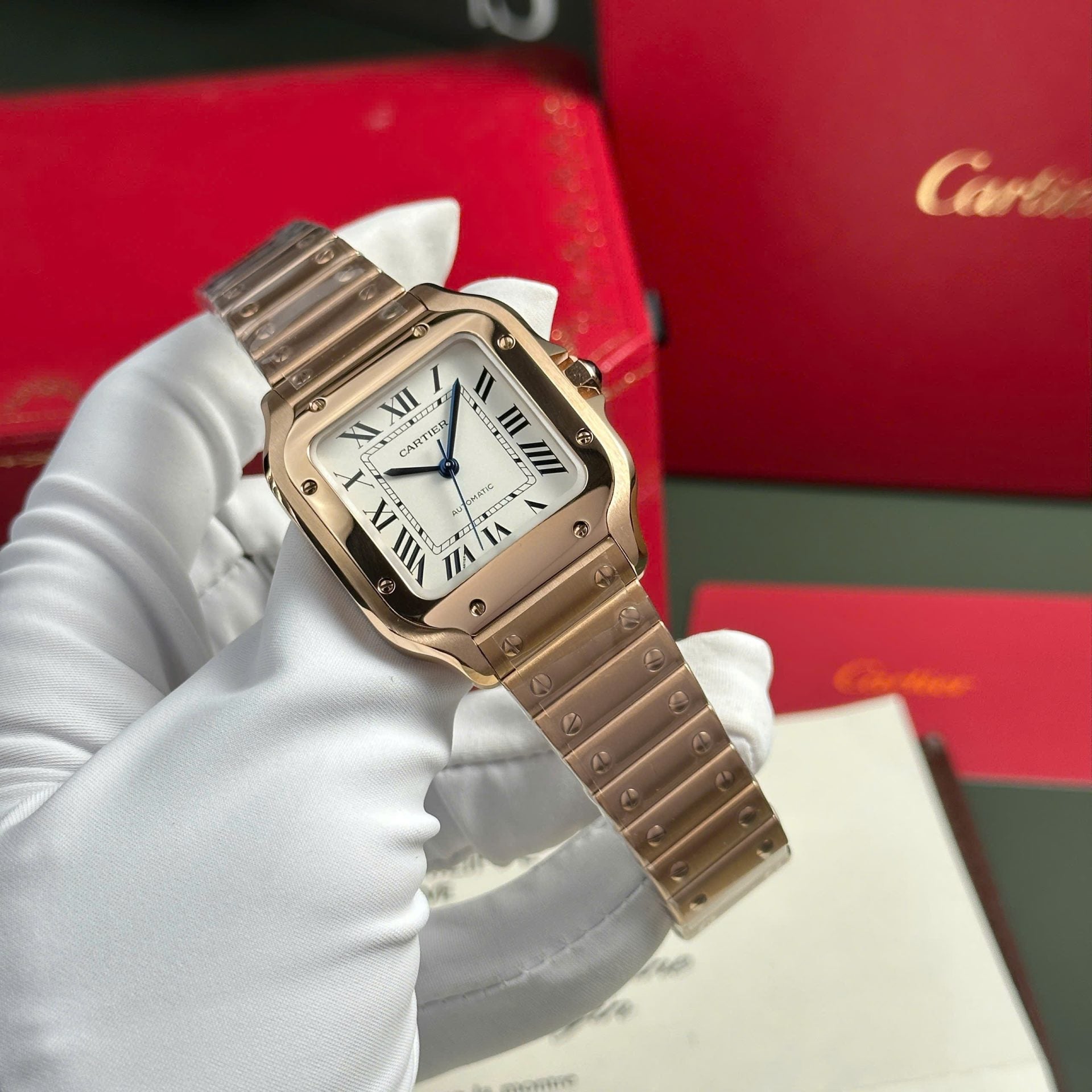 Montre Cartier Santos pour femme, cadran blanc, 35,2 mm