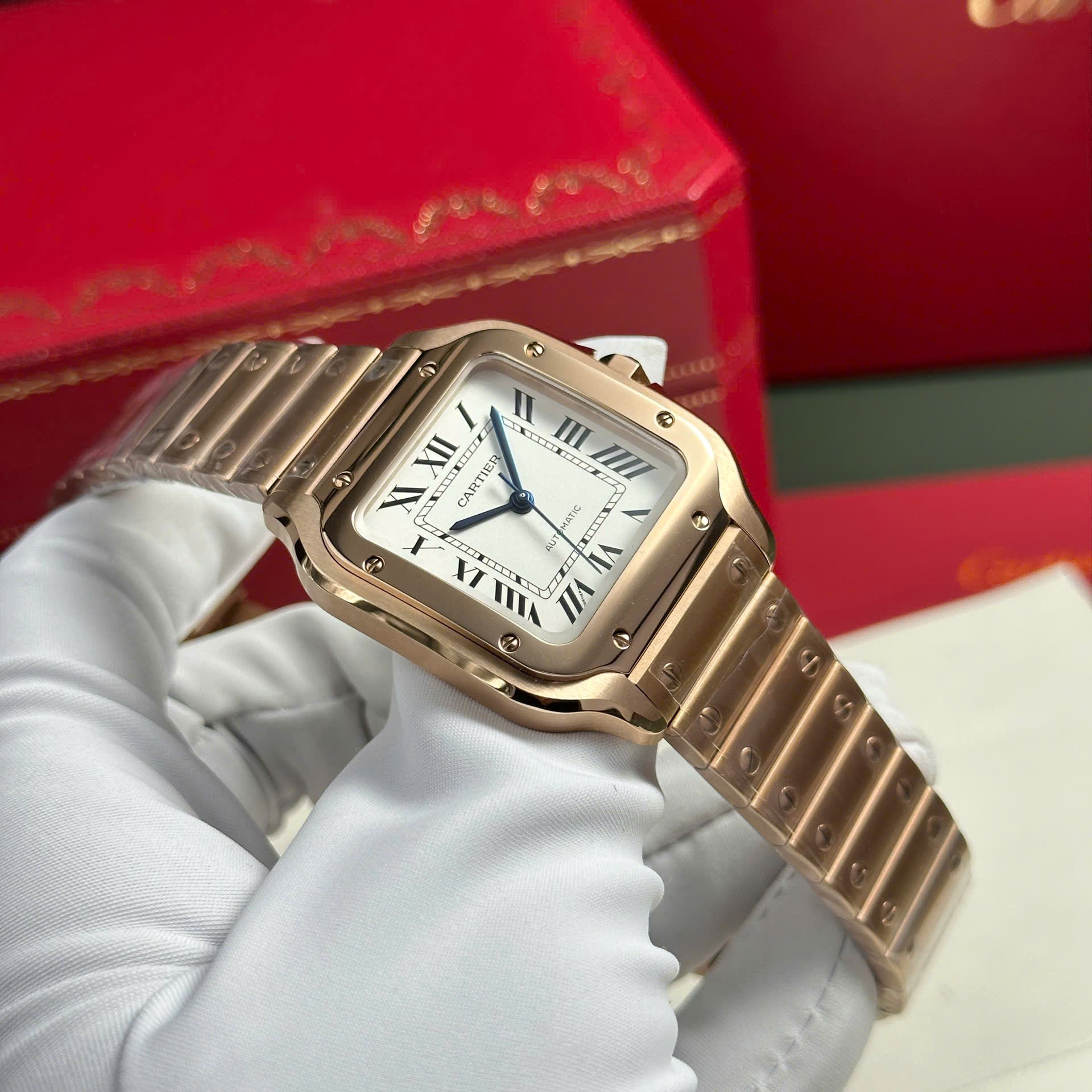 Montre Cartier Santos pour femme, cadran blanc, 35,2 mm