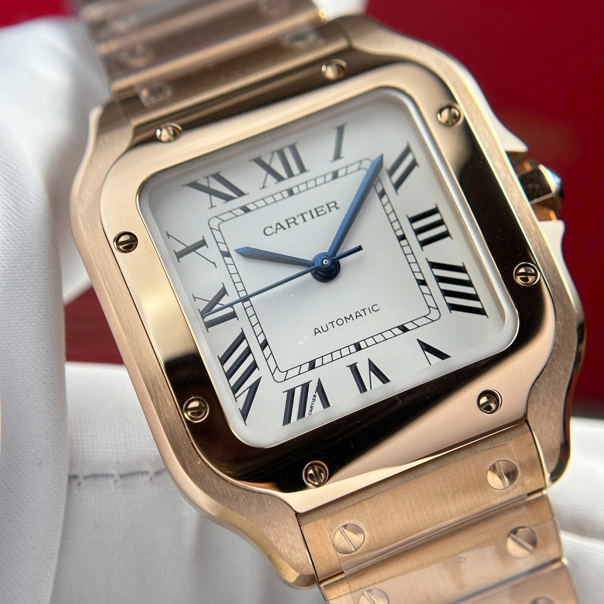 Montre Cartier Santos pour femme, cadran blanc, 35,2 mm