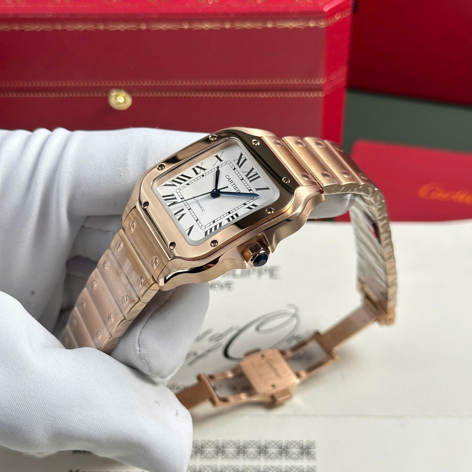 Montre Cartier Santos pour femme, cadran blanc, 35,2 mm