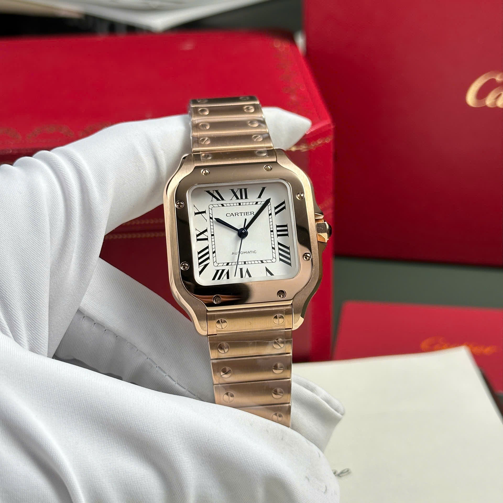 Montre Cartier Santos pour femme, cadran blanc, 35,2 mm