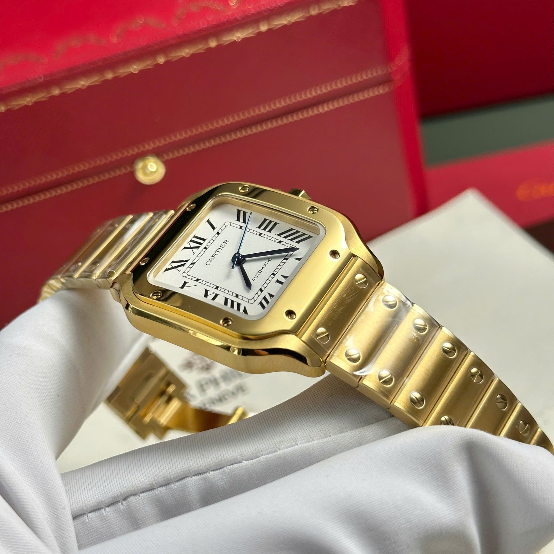 Montre Cartier Santos pour femme, cadran blanc, 35,2 mm