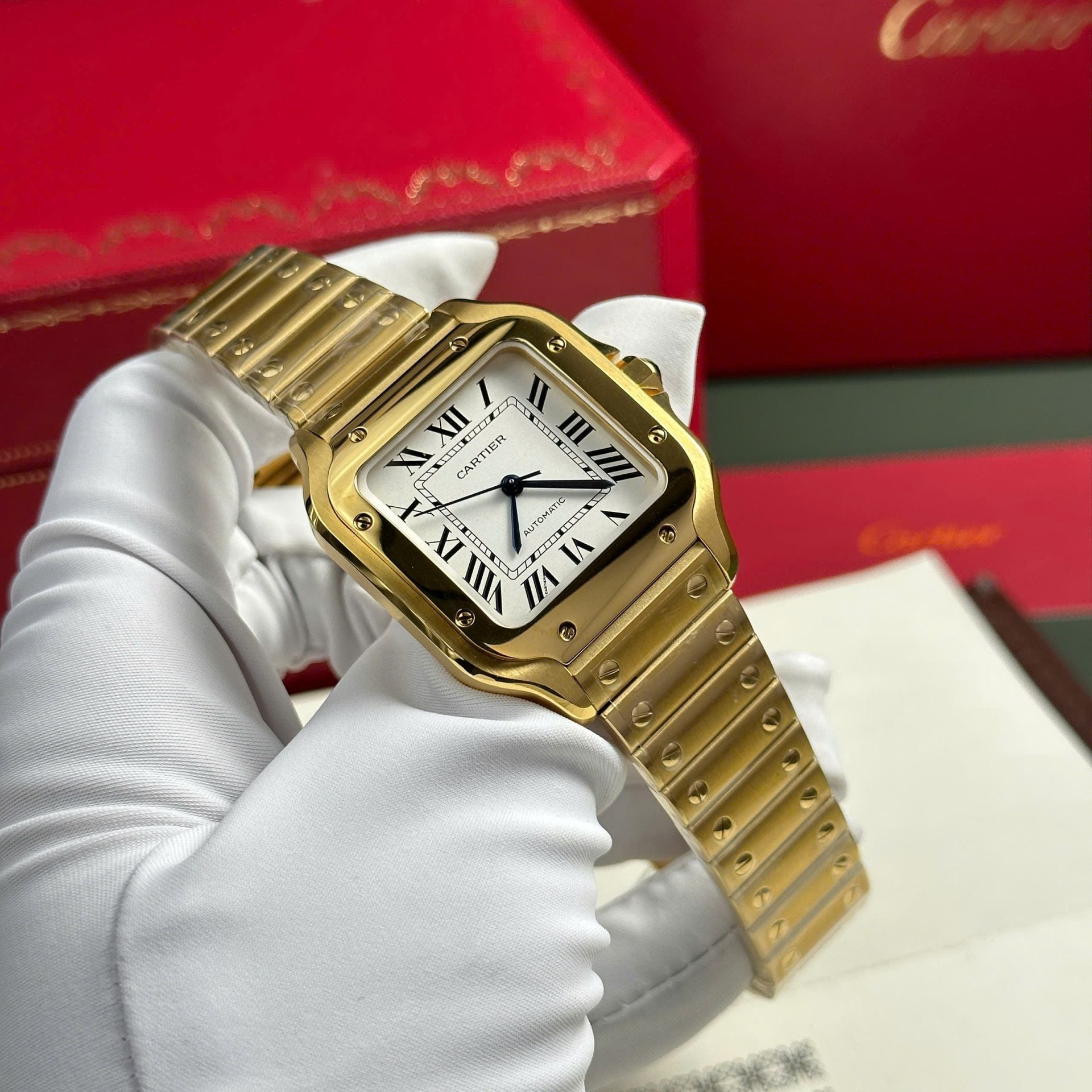 Montre Cartier Santos pour femme, cadran blanc, 35,2 mm