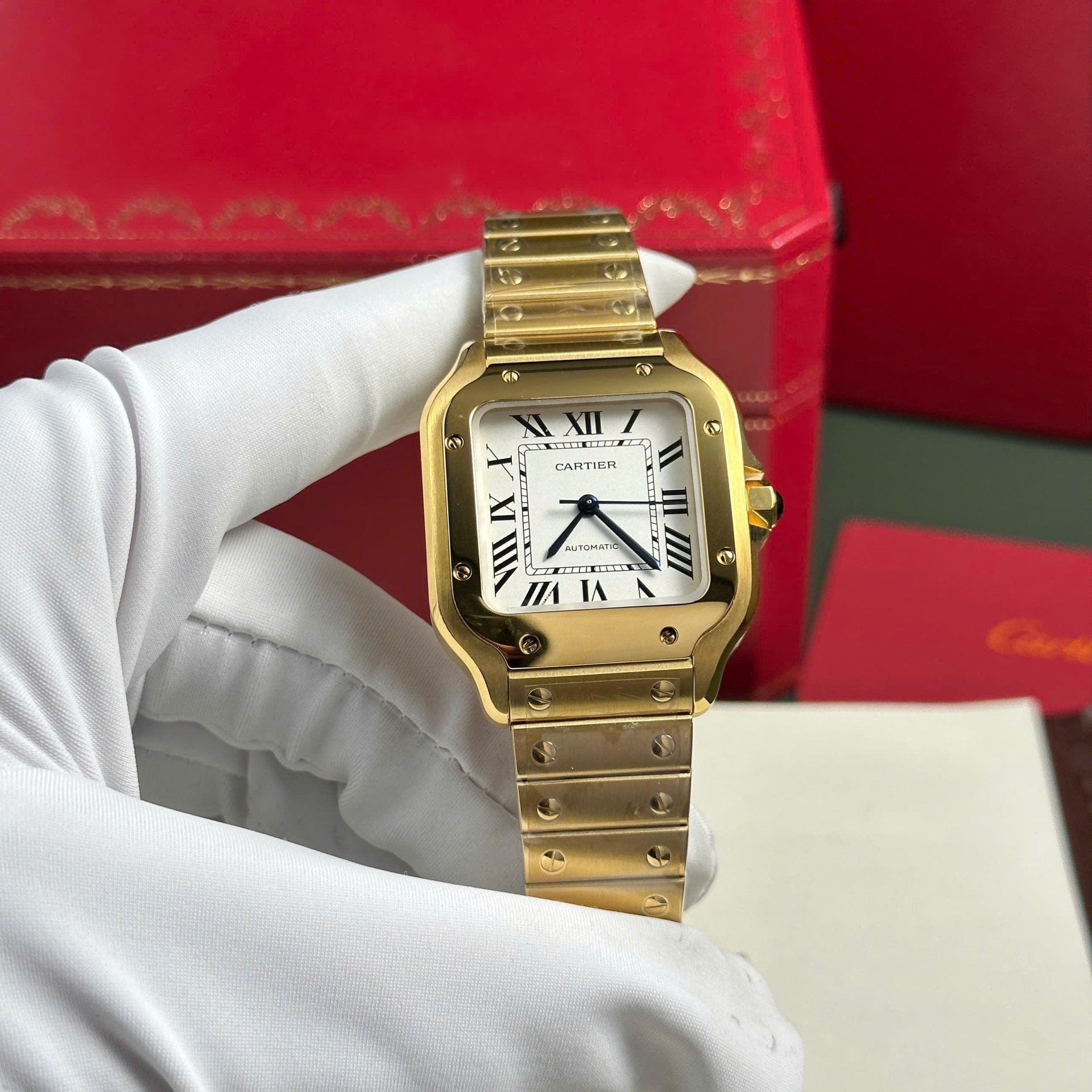Montre Cartier Santos pour femme, cadran blanc, 35,2 mm