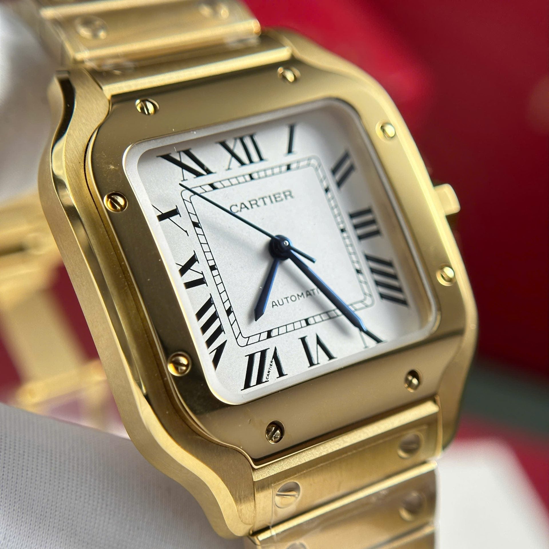 Montre Cartier Santos pour femme, cadran blanc, 35,2 mm