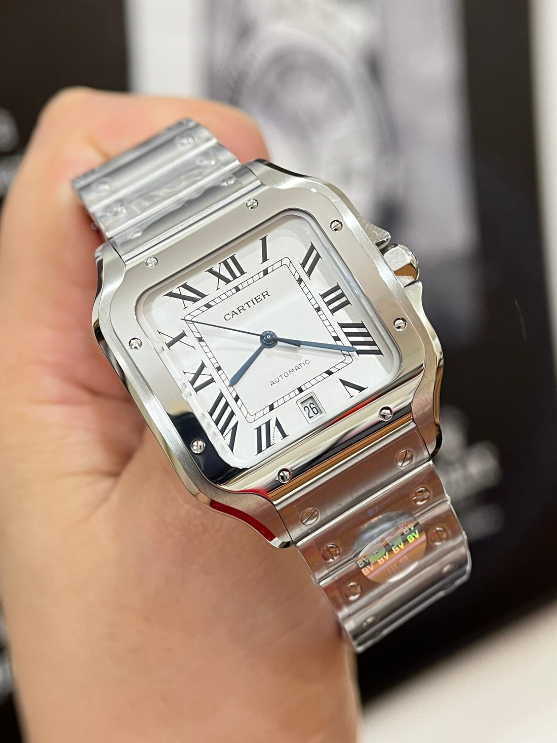 Cartier Santos WSSA0018 watch, white dial, 39.8 mm