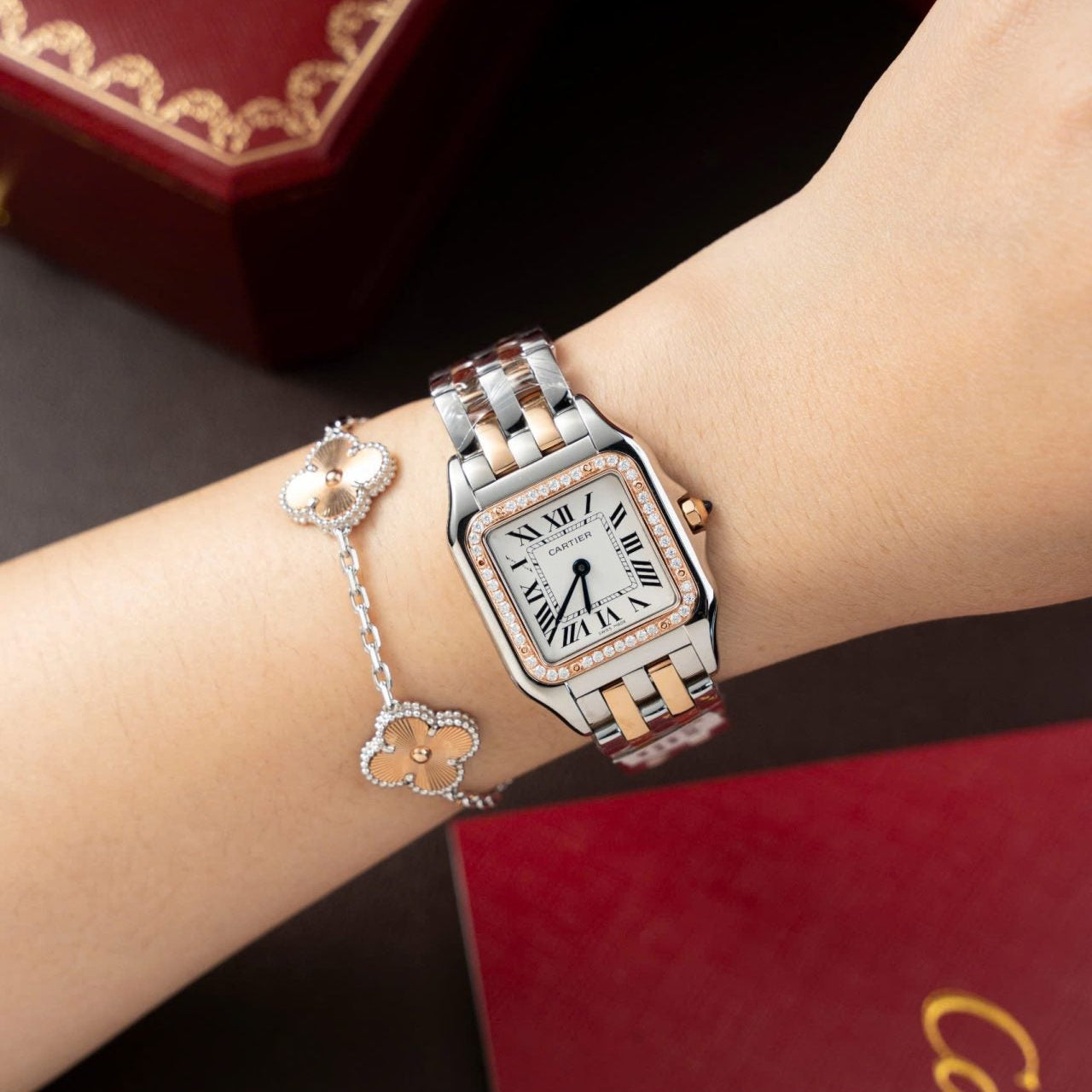 Cartier Panthère WSPN007 Demi-Or Rose Diamants Moissanite Hong Kong 27x37mm