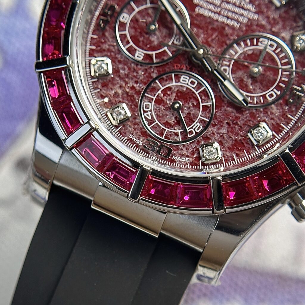 Rolex Daytona 116519 Cadran Rubellite Bracelet en caoutchouc 40 mm