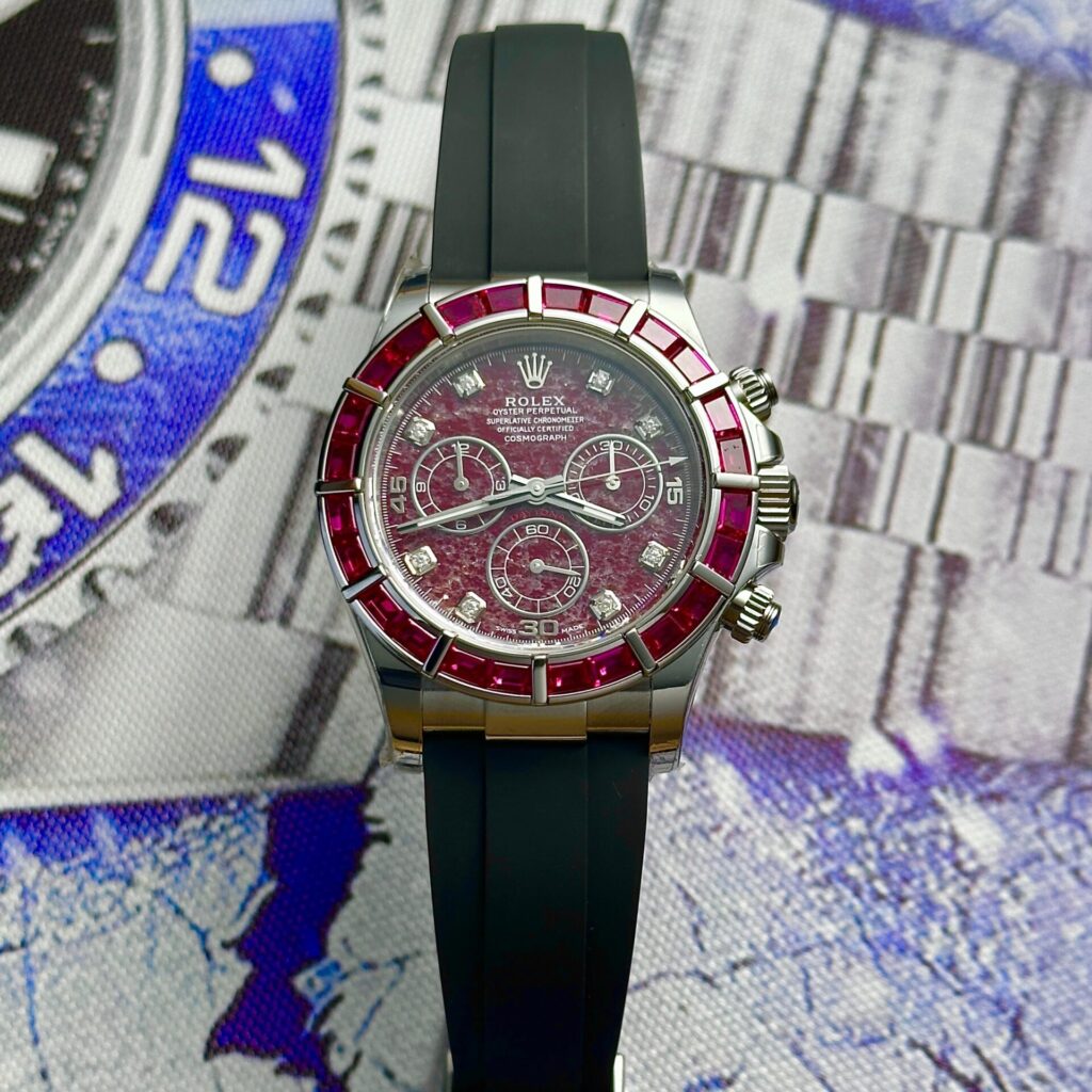 Rolex Daytona 116519 Cadran Rubellite Bracelet en caoutchouc 40 mm