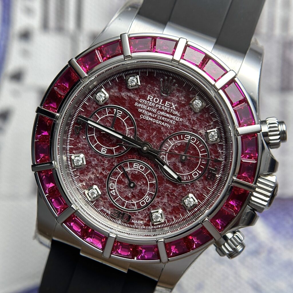 Rolex Daytona 116519 Cadran Rubellite Bracelet en caoutchouc 40 mm
