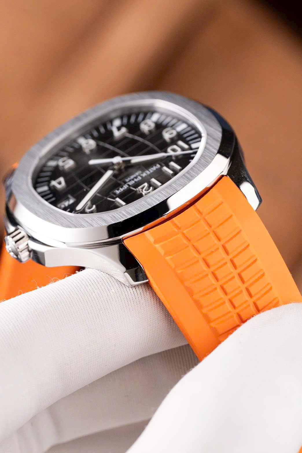 Bracelet en caoutchouc orange BBF Factory pour montre Patek Philippe Aquanaut 5167, 40 mm