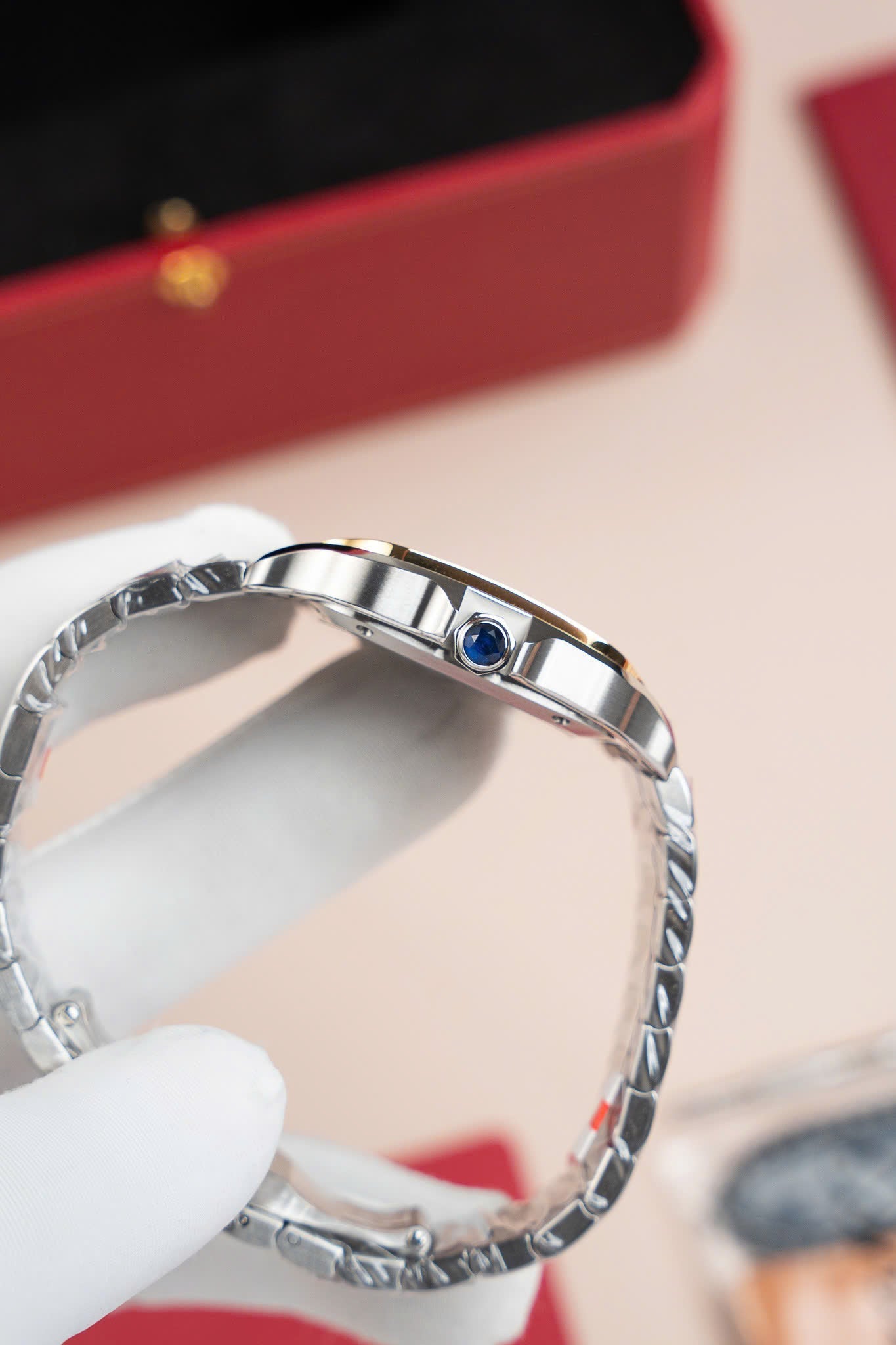 Cartier Santos WSSA0007 Demi Cadran Jaune Blanc 35 mm