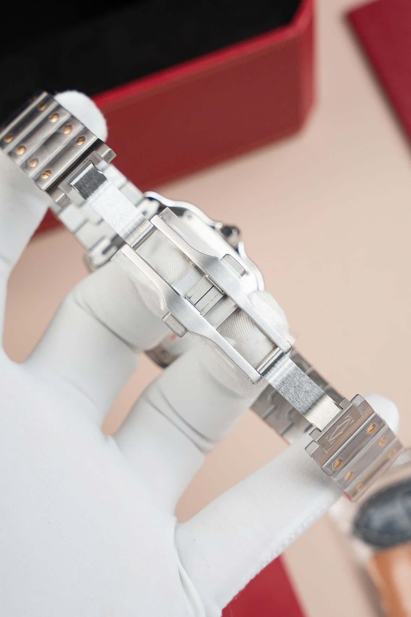 Cartier Santos WSSA0007 Demi Cadran Jaune Blanc 35 mm