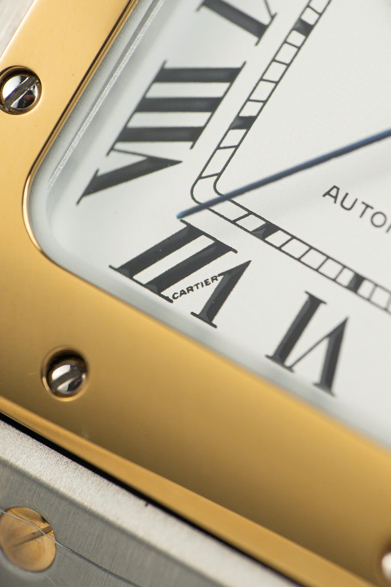 Cartier Santos WSSA0007 Demi Cadran Jaune Blanc 35 mm